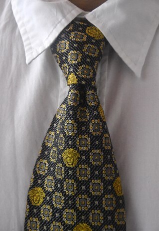 RARE VINTAGE 'GIANNI VERSACE' MEDUSA PATTERNED SILK TIE