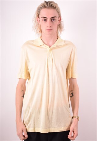 VALENTINO MENS VINTAGE POLO SHIRT XL YELLOW 90S