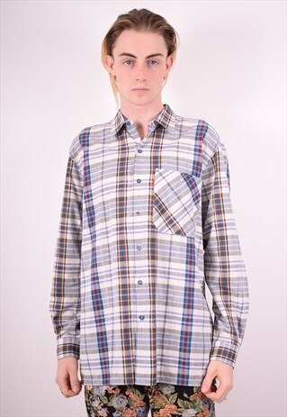 MISSONI MENS VINTAGE SHIRT MEDIUM MULTI CHECK 90S