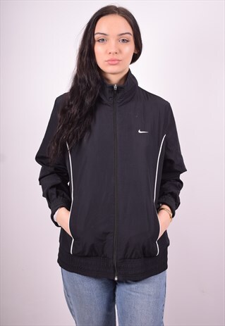 NIKE WOMENS VINTAGE TRACKSUIT TOP JACKET XL BLACK 90'S