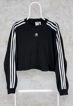 Adidas Originals Cropped Black Sweatshirt Women's UK 8 Small