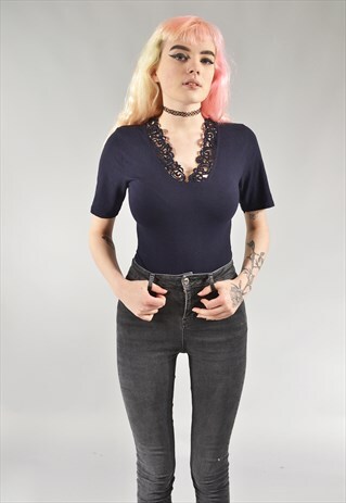 VINTAGE NAVY BLUE BODYSUIT