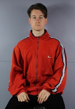 VINTAGE NIKE WINDBREAKER JACKET IN ORANGE RED WITH POCKETS A