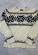 ABERCROMBIE & FITCH KNITTED JUMPER ABSTRACT PATTERNED KNIT