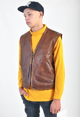 VINTAGE LINED REAL LEATHER VEST