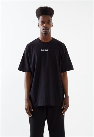 BLACK T-SHIRT WITH WHITE EMBROIDERY