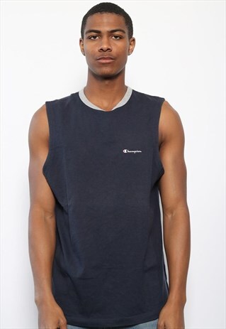 VINTAGE CHAMPION PRINT LOGO VEST BLACK