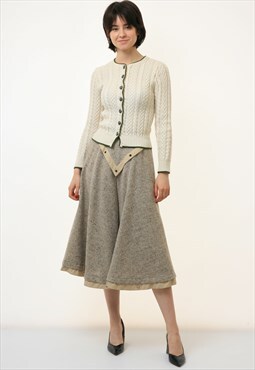 Dirndl Austrian High Waisted 70 perc Wool A line Skirt 2910