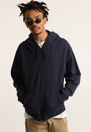 VINTAGE NIKE EMBROIDERED SPELL OUT ZIPPED HOODIE