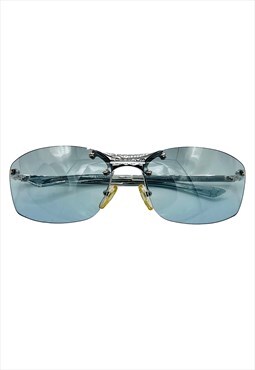 Christian Dior Sunglasses Rimless Shield Blue Silver Pop