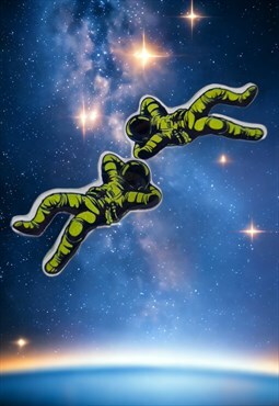 Green Astronaut Earrings, Handmade Cosmic Space Earrings