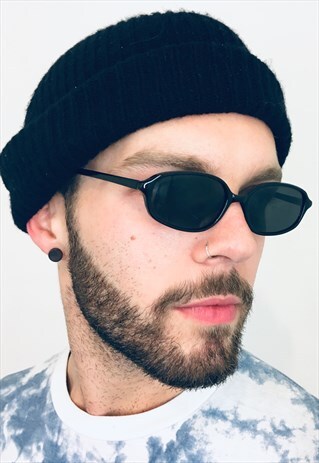VINTAGE ULTRA SLIM SLEEK 90S BLACK SUNGLASSES