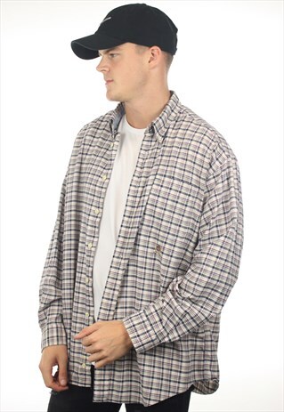 VINTAGE TOMMY HILFIGER CREST LOGO CHECK LONG SLEEVE SHIRT