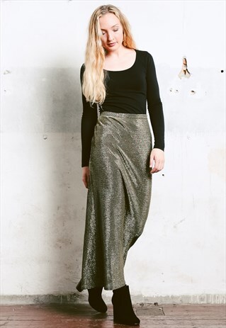 VINTAGE 80S GOLD MAXI SKIRT