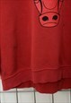 VINTAGE 90S NBA CHICAGO BULLS HOODIE RED SIZE M