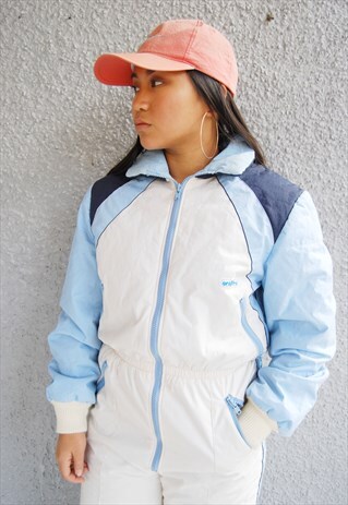 CRAZY PRINT PUFFER SKI SUIT/JUMPSUIT (1990'S)