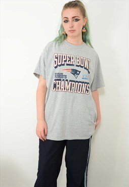 vintage 90s NFL Patriots Super Bowl T-shirt Grey Size XL
