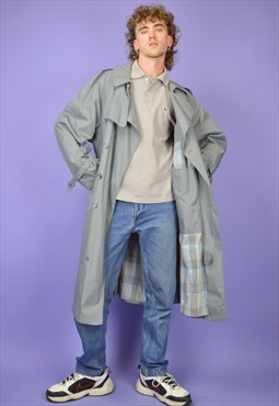 Vintage grey classic 80's trench coat 
