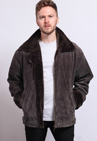 VINTAGE SUEDE AVIATOR FLEECE JACKET