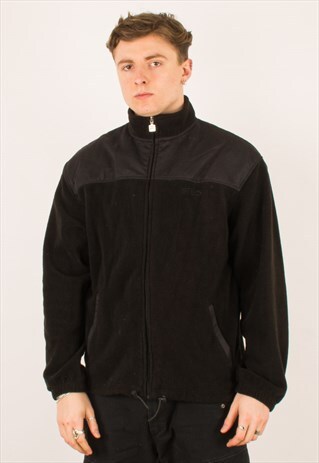 VINTAGE BLACK FILA FULL ZIP FLEECE XL
