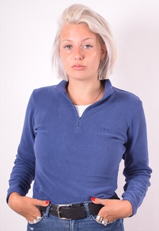 FILA WOMENS VINTAGE FLEECE JUMPER XL BLUE 90S