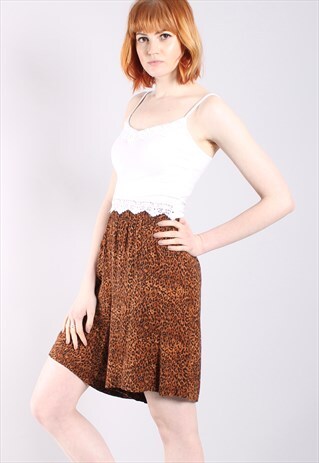 VINTAGE 80S LEOPARD PRINT PATTERNED CULOTTE SHORTS
