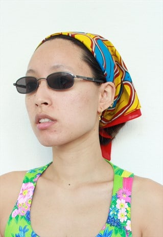 Y2K BLACK LENS SILVER FRAME SUNGLASSES