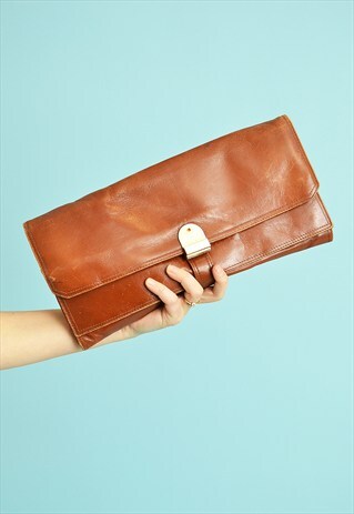 COOL VINTAGE 70'S FAUX LEATHER CLUTCH STYLE BAG