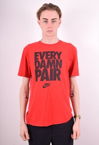 NIKE MENS VINTAGE T-SHIRT TOP MEDIUM RED 90S