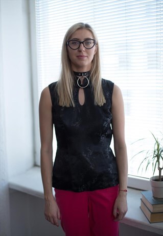 VINTAGE 80'S BLACK CHINESE STYLE HIGH COLLAR VEST