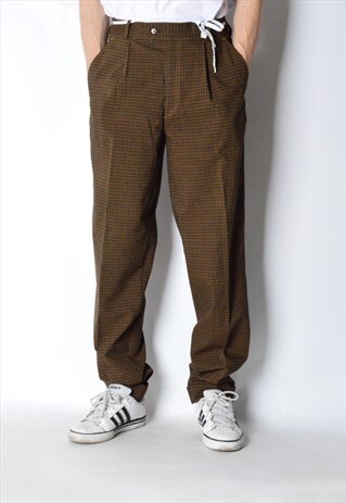 VINTAGE 70S MUSTARD BROWN CHECK PANTS