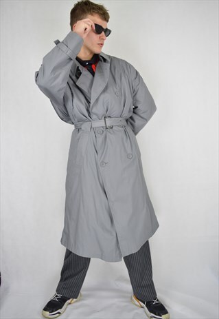 VINTAGE GREY OVERSIZE CLASSIC RAVE TRENCH COAT