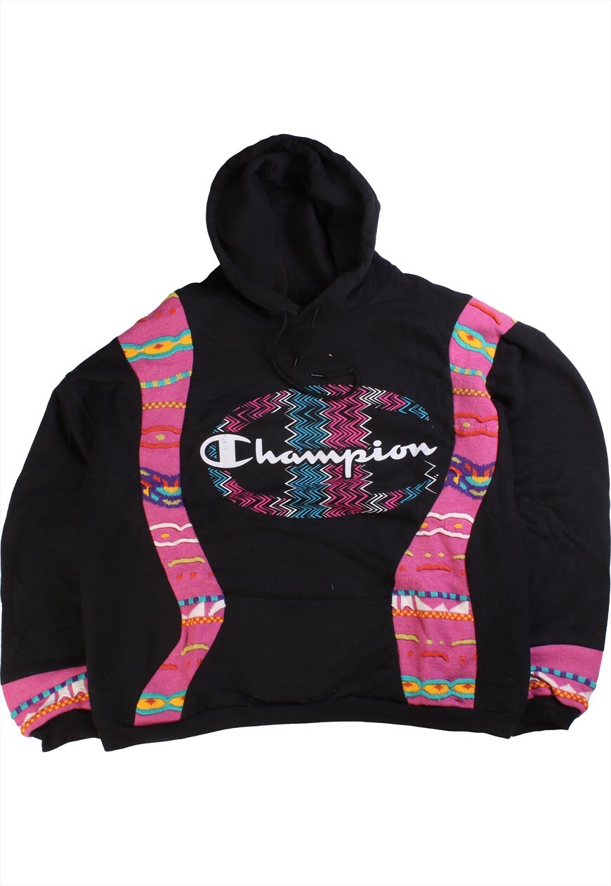 Black and outlet pink champion hoodie