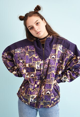 90'S RETRO ATHLEISURE SPORTS FLORAL PRINT BOMBER JACKET