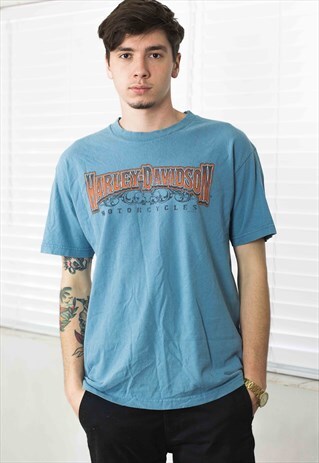 VINTAGE HARLEY DAVIDSON T-SHIRT LOGO 90S L 7.8