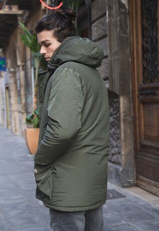 VINTAGE '90 PUFFER WOOLRICH HOODIE LONG JACKET COD.1-193