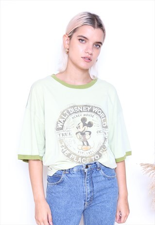 VINTAGE 90S DISNEY MICKEY MOUSE GREEN T-SHIRT