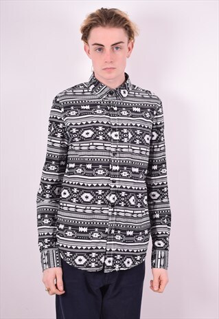 MENS VINTAGE CRAZY PRINT SHIRT MEDIUM MULTI 90'S