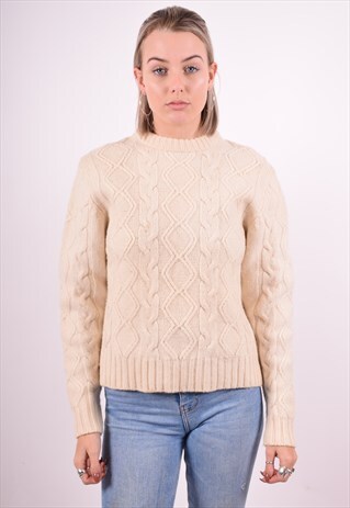 WOOLRICH WOMENS VINTAGE JUMPER SWEATER MEDIUM BEIGE 90'S