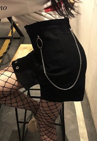 GOTHIC HIGH WAIST A-LINE MINI SKIRT - NO BELT