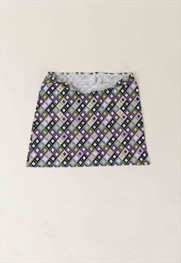 Vintage Y2k Multicolored Low Waist Geometric Mini Skirt XS