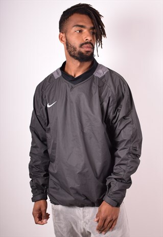 NIKE MENS VINTAGE PULLOVER TRACKSUIT TOP LARGE GREY 90S