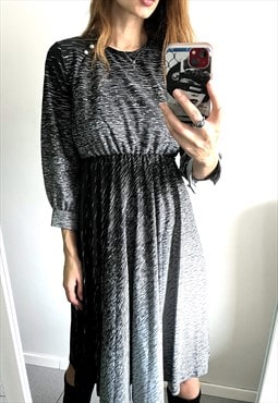 Retro Midi Gray Shadow  Summer Dress - Small