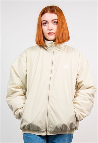 VINTAGE 90'S CREAM ADIDAS LINED COAT JACKET