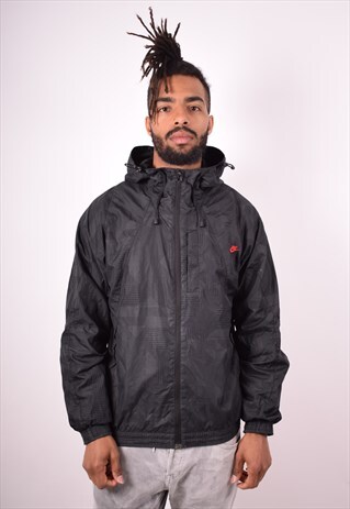 NIKE MENS VINTAGE HOODIE JACKET MEDIUM BLACK 90S