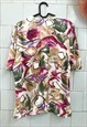 VINTAGE 80S ABSTRACT FLORAL PRINT PARISIAN CHIC BLOUSE TOP