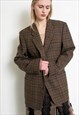VINTAGE 90S OVERSIZED HUGO BOSS HOUNDSTOOTH BLAZER BROWN