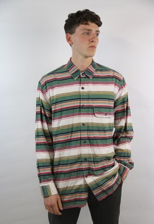 VINTAGE 90'S COLOURFUL PRINT FLANNEL SHIRT