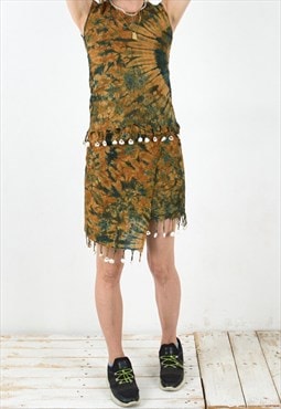 Vintage Women's XS Set Top Wrap Skirt Tie-dye Handmade