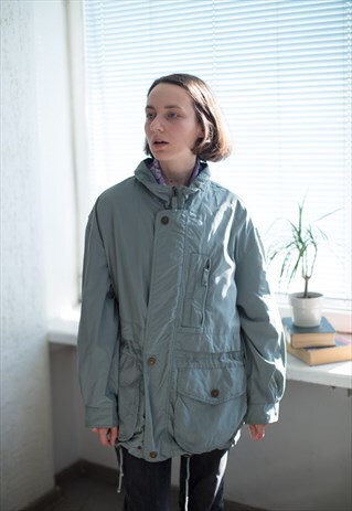 VINTAGE 80'S WASHED GREEN LIGHT PARKA COAT